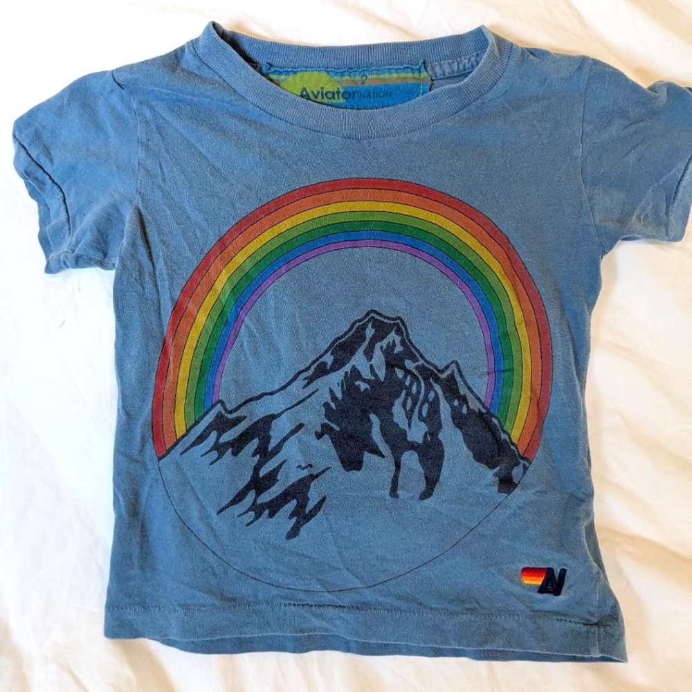 Aviator Nation "Chasing Rainbows" blue toddler tee - Size 2